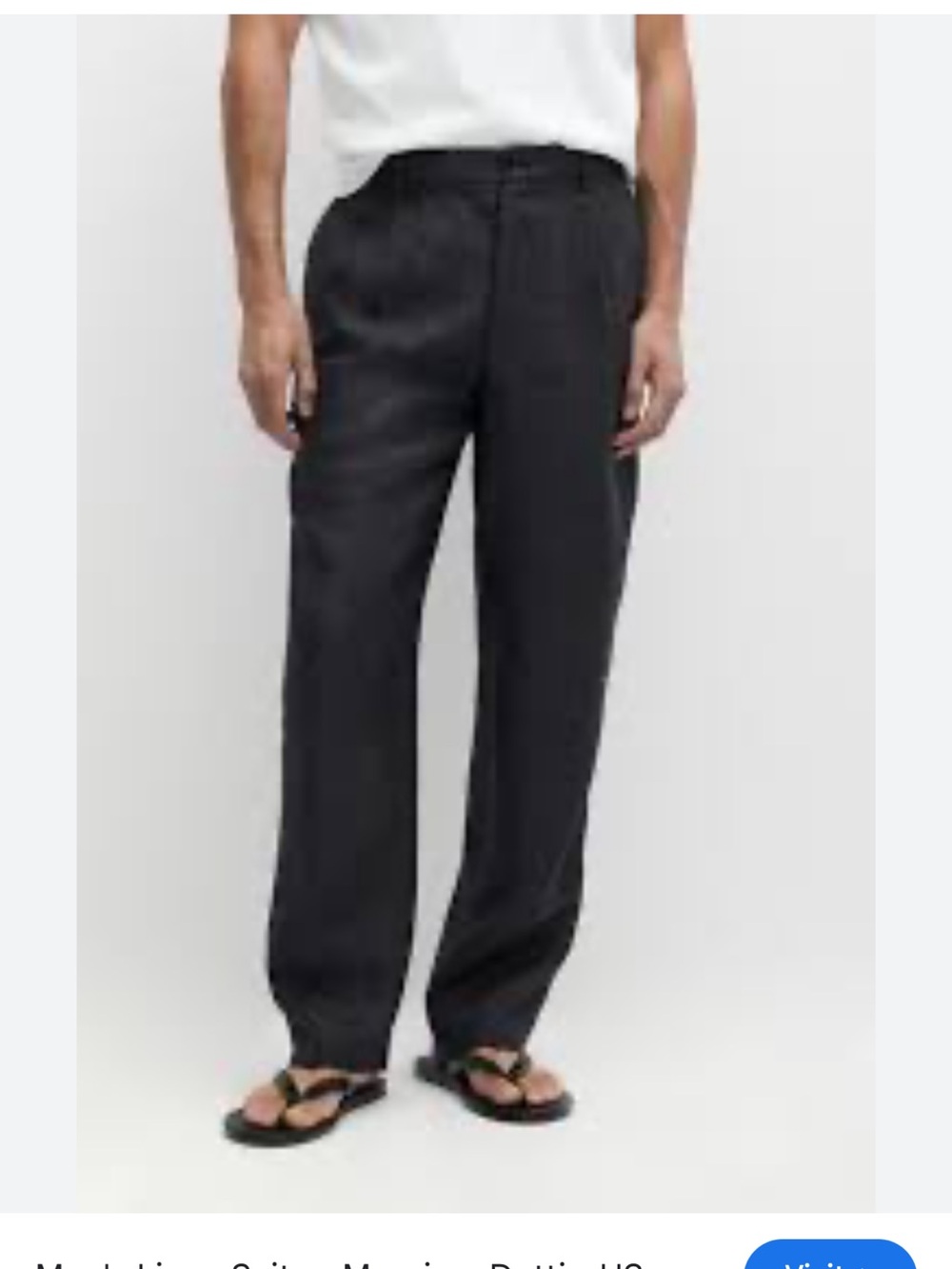 Massimo Dutti Black Linen-Blend Trousers